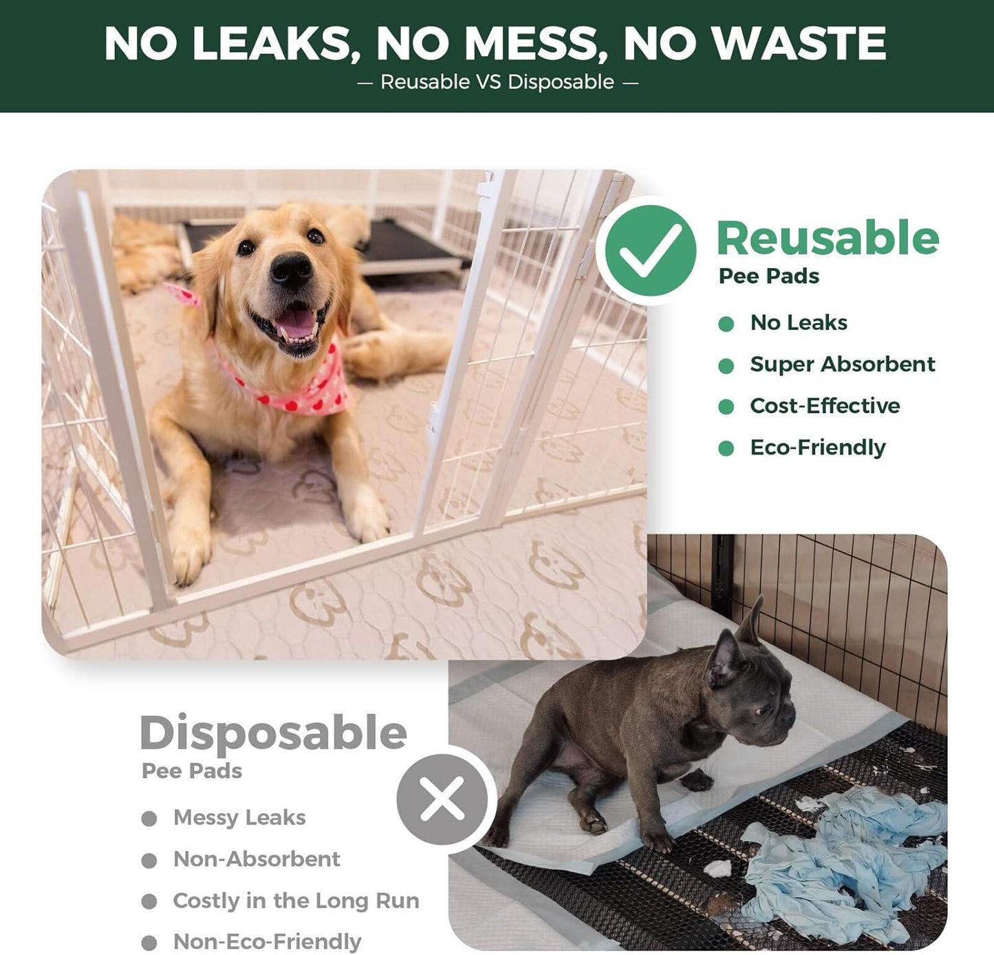 FXW Washable Pee Pads for Dogs, Leak-Proof & Non-Slip, Specifically Designed for FXW Rollick/Homeplus 32/40/45inch 8 Panels Dog Playpen, 34" Octagon, Khaki, 1 Pack
