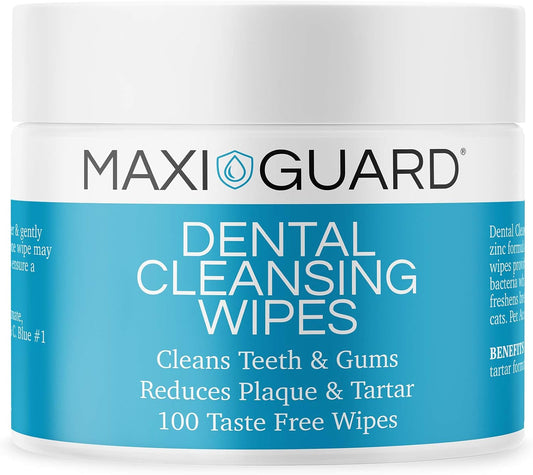 MAXI/GUARD Dental Cleansing Wipes for Dogs, Cats, Horses and Companion Animals (100 Wipes), Light Blue/White