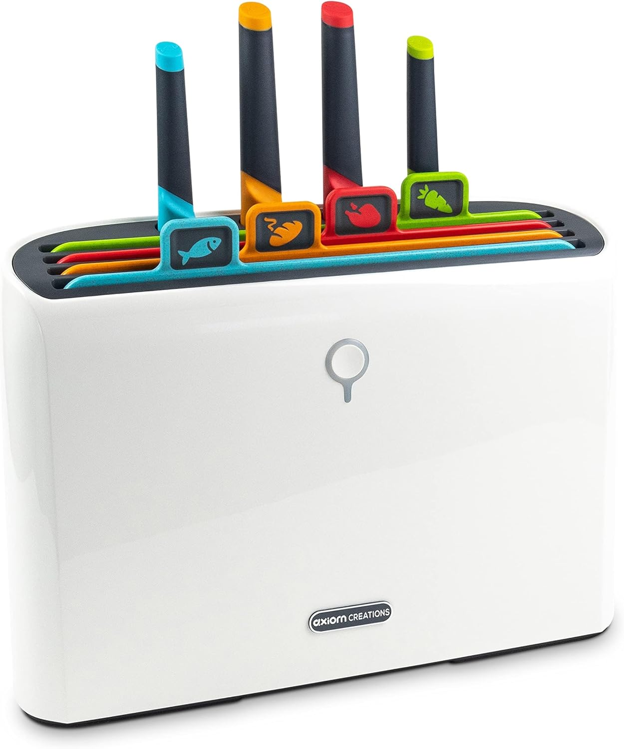 Smart Cutting Board and Knife Set - Self Cleaning Cutting Board Set with 4 Color Coded Cutting Boards, 4 Stainless Steel Knives - Drying Holder Organizer for Kitchen