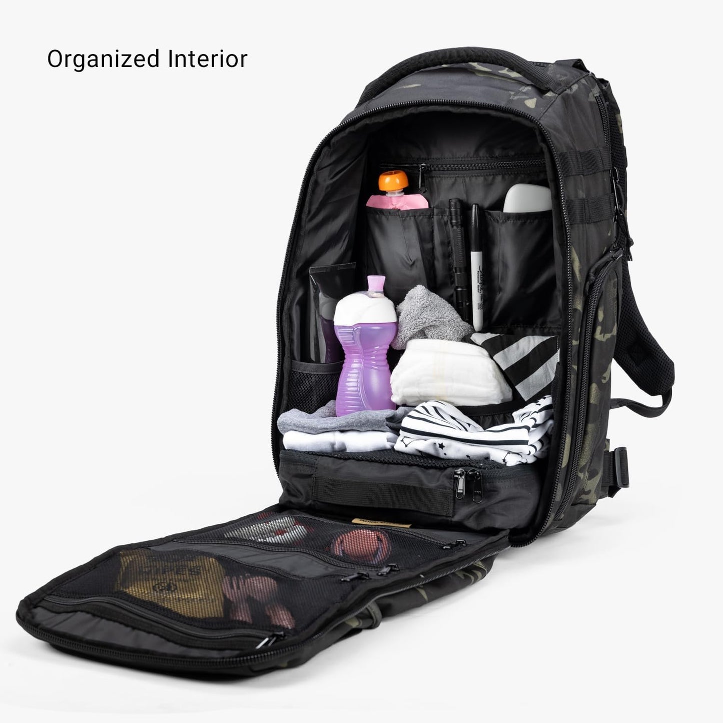 Tactical Baby Gear Everyday Tactical Diaper Bag Backpack for Dads – Includes Changing Mat, Stroller Straps, Built-In Wipes & Cooler Pouch (Multicam Black Everyday)