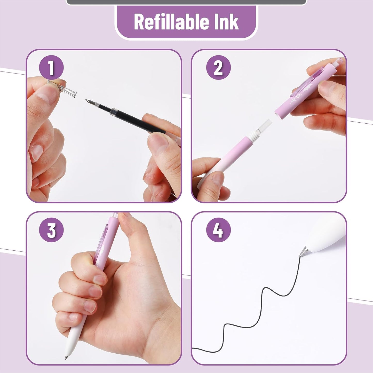 Mr. Pen- Retractable Gel Pens, 8 Pack, Black Ink, Pastel Barrel Gel Pens, Gel Pen Fine Point 0.5mm