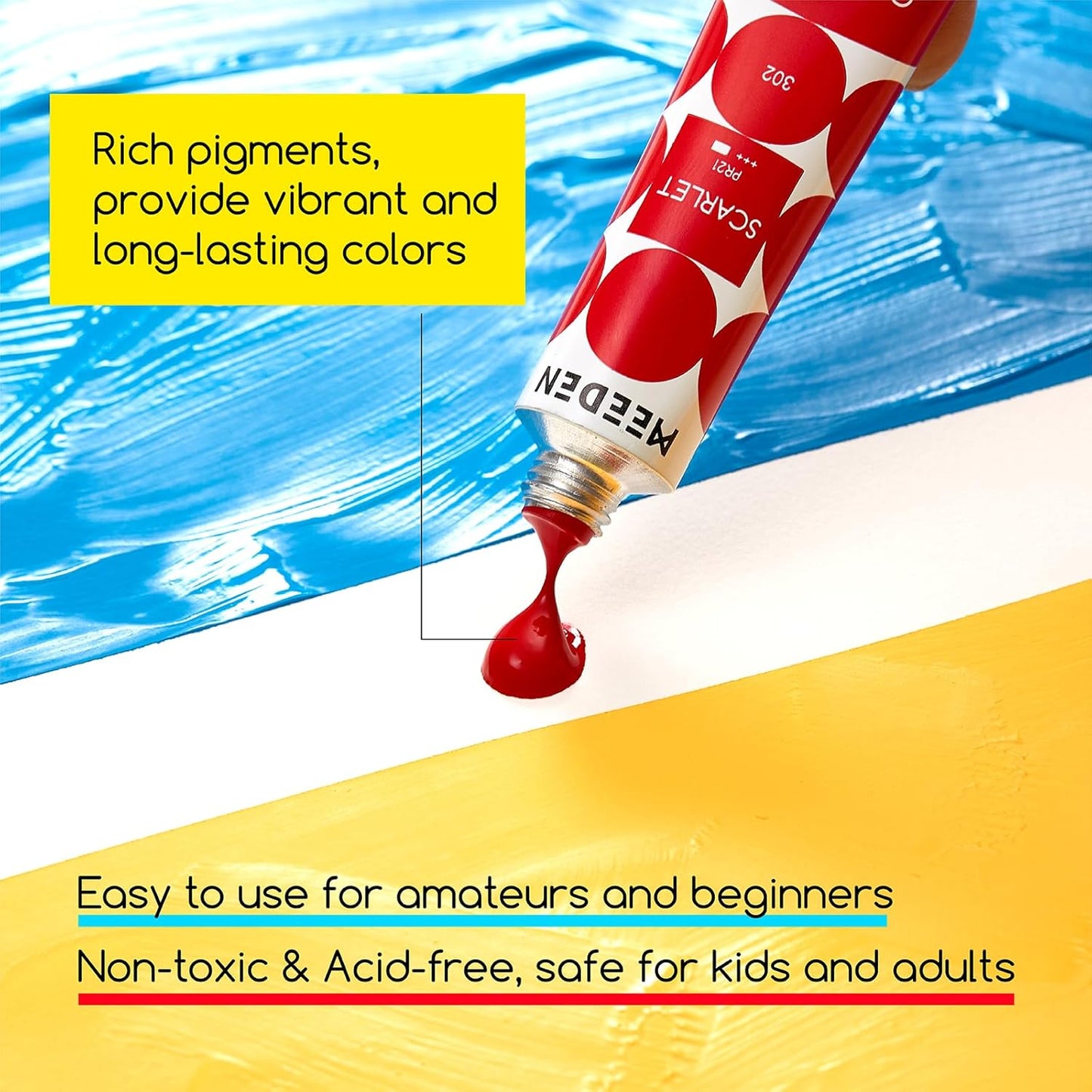 MEEDEN Gouache Paint Tube Set - 48 x 12ml (0.4 oz) Colors Art Paint Supplies for Artists Students Beginners - Rich Pigment Art Paints for Canvas Painting
