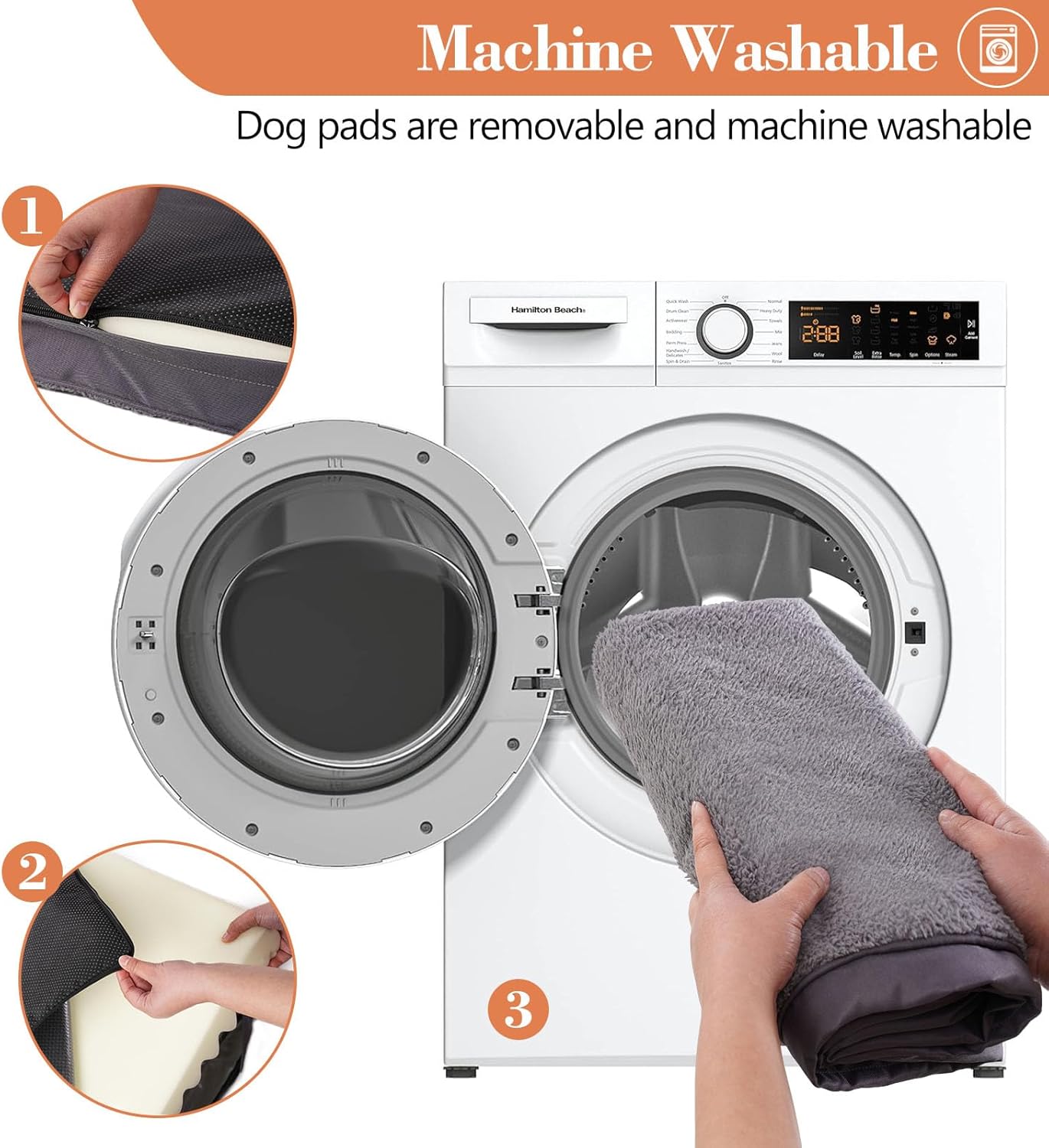 Waterproof XLarge Dog Beds for Large Sized Dogs - Orthopedic Dog Bed Washable Crate Pad, Egg Crate Foam Pet Bed Mat with Removable Cover, Anti-Slip Kennel Pad, 41''×27'', Grey