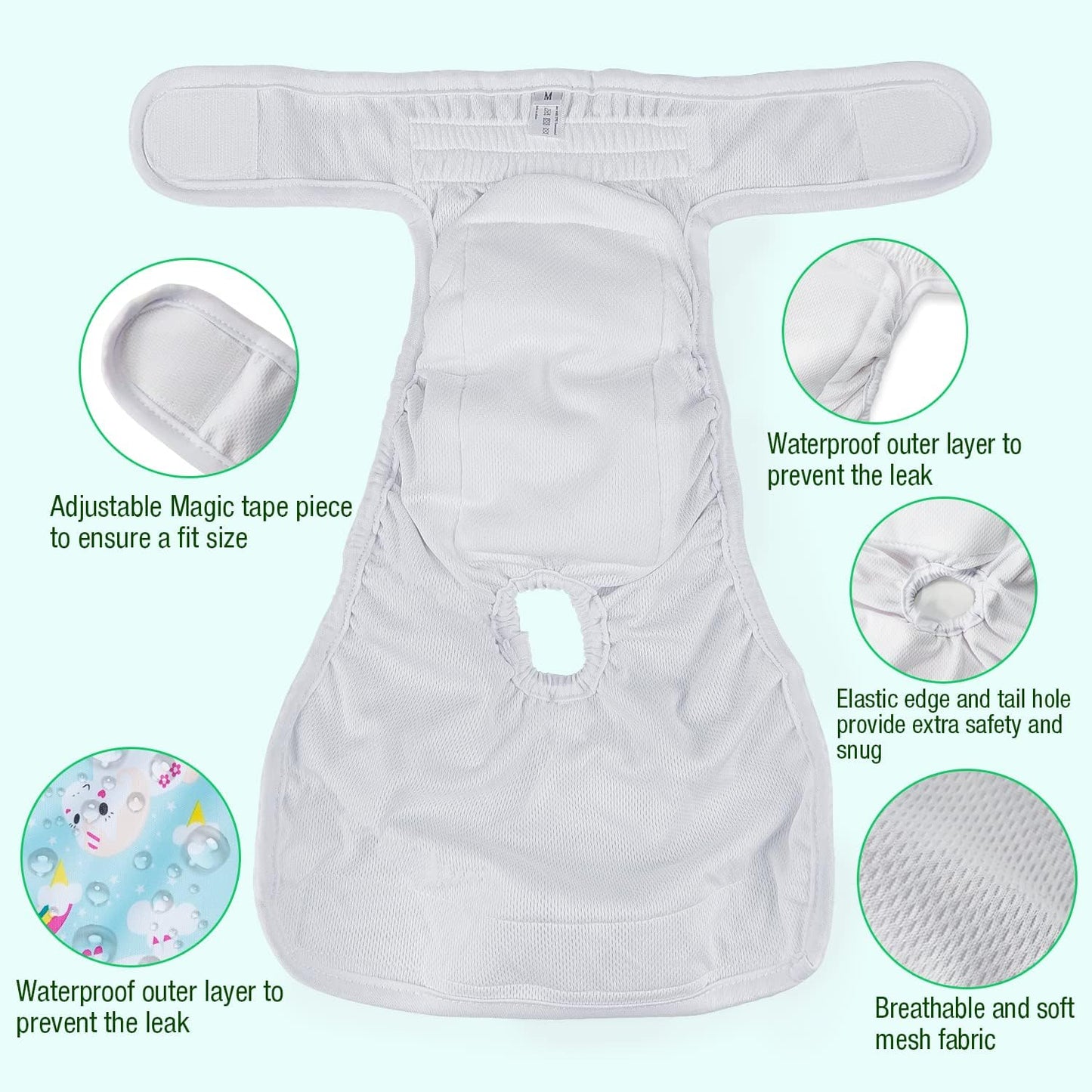 Pet Soft Female Dog Diapers, 3 Pack Washable Dog Diapers Female for Dogs in Heat Reusable Dogs Period Panties, Puppy Diapers (Animals, XS)