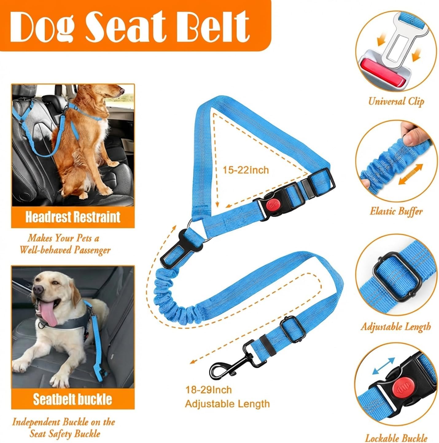 No Pull Dog Harness, Collar & Leash Set | Includes Dog Seat Belt, Collapsible Bowls & Poop Bag Dispenser. Ideal for Training, Walking, Hiking. Fits Small to Large Dogs(Blue-S)