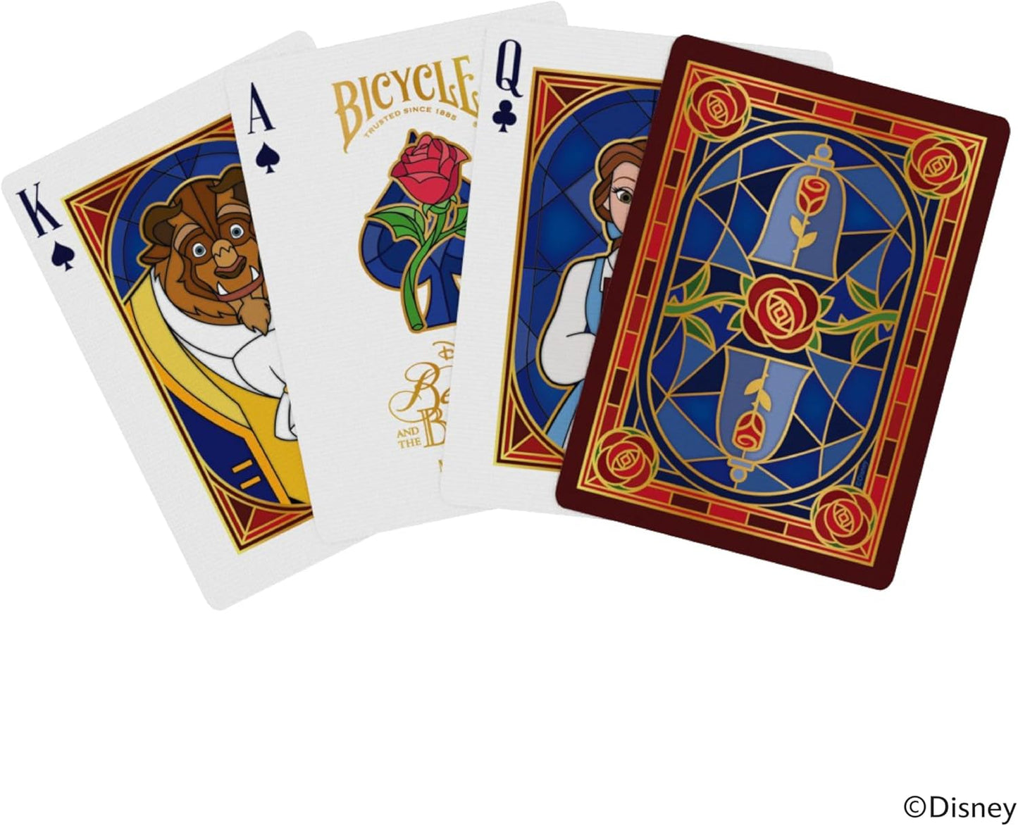 Bicycle Disney Beauty and the Beast Playing Cards – Premium Belle & Beast Deck, Enchanted Rose Collectible Cards for Classic Games, Magical Disney Gift for Kids & Adults