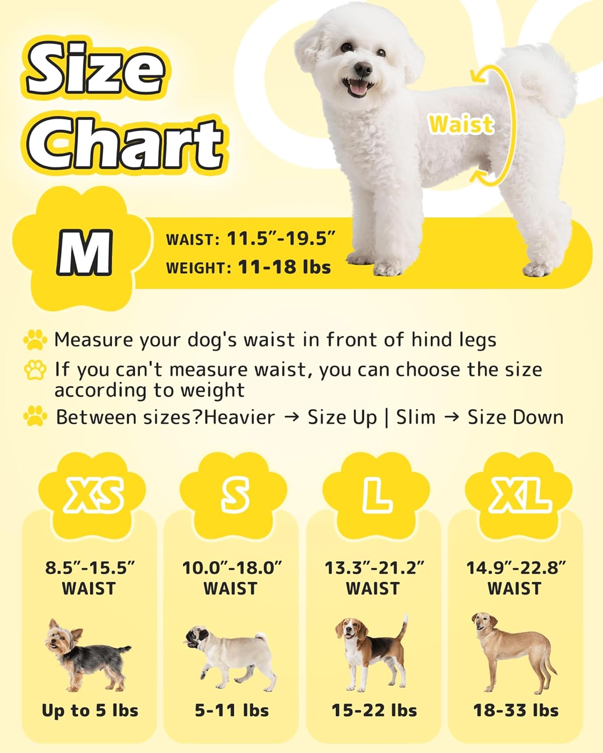 Dono Dog Diapers Female with Stretchy Waist, Disposable Full Wrap Female Puppy Dog in Heat Period, 360° Leak-Proof Super Absorbent Doggie Puppy Diaper for Small Medium Large Dogs