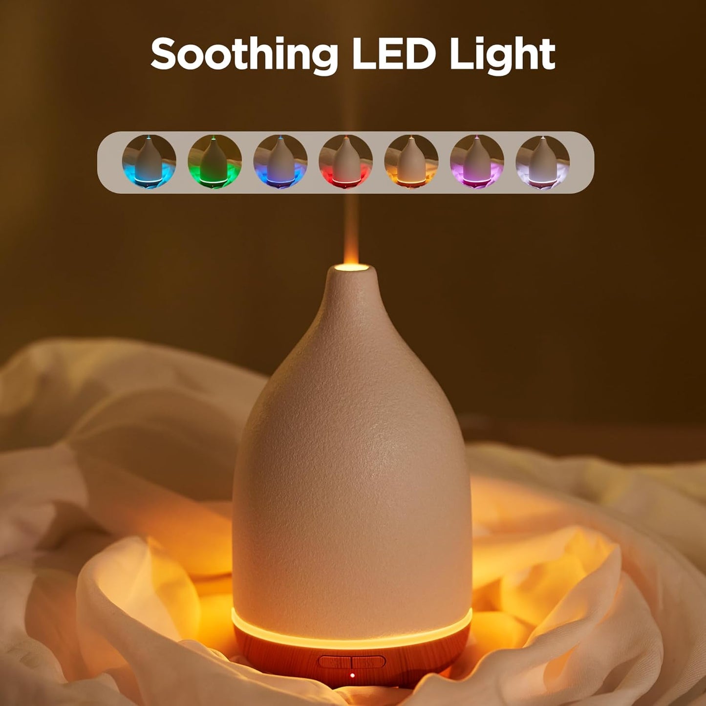 InnoGear Oil Diffuser, 150ML Ceramic Diffuser for Essential Oils Handcrafted Aromatherapy Diffuser Ultrasonic Cool Mist Humidifier with 2 Mist Modes Waterless Auto Off for Room Office, White