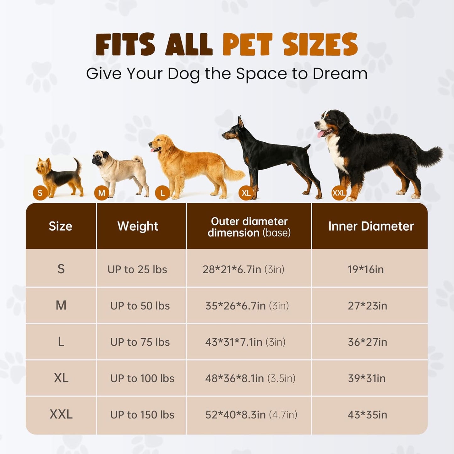 Medium Dog Bed 35 in for Medium& Large Dogs, Orthopedic Washable Memory Foam Dog Bed, Calming Bolster Couch Sofa, Oval Dog Bed with Removable Cover