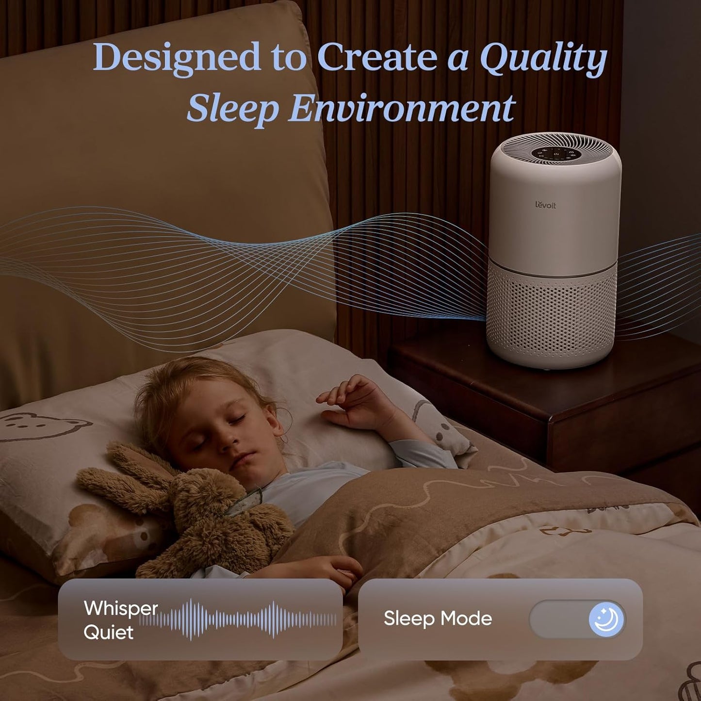 LEVOIT Air Purifier for Home Allergens Pet Hair in Bedroom, Covers Up to 1073 ft² by 56W High Torque Motor, AHAM VERIFIDE, 3-in-1 Filter with HEPA Sleep Mode, Remove Dust Smoke Odor, Core300-P, White