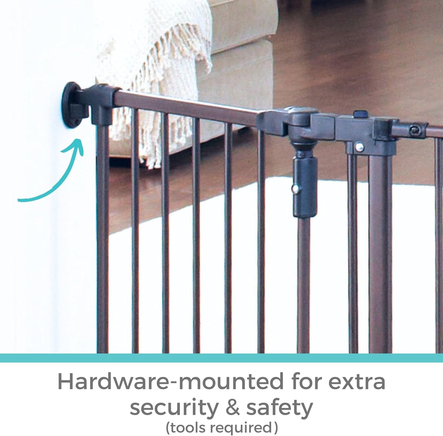 Toddleroo by North States - Deluxe Décor Safety Gate: Extra Wide - Adjustable 38.3 to 72 Inches W - 30 Inches T - Matte Bronze