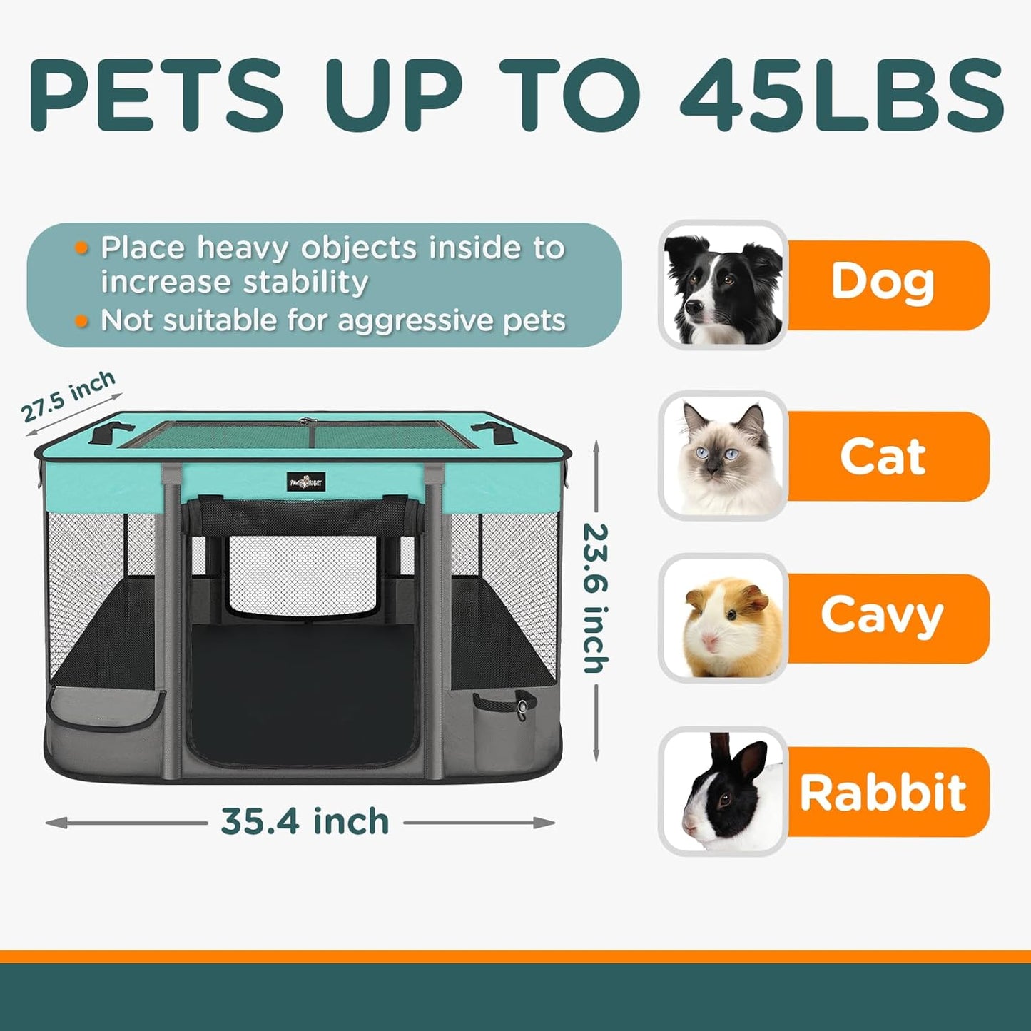 Foldable Pet Kitten Playpen, Upgrade Waterproof Portable Dog Cat Playpen Kennel Tent for Small Cat Dog, Retractable Shade Cover, Indoor Outdoor Use for Small Pet.