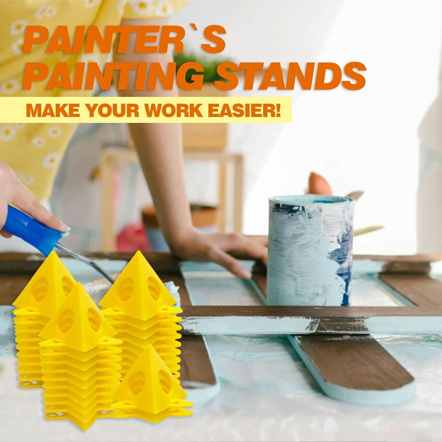 KATA Painters Pyramid Stands: 36pcs Painting Pyramids Stands for Cabinet Doors Paint & Pouring - Mini Triangle Cone Paint Tripods for Canvas Risers Support - Art DIY Woodworking Tools Accessories