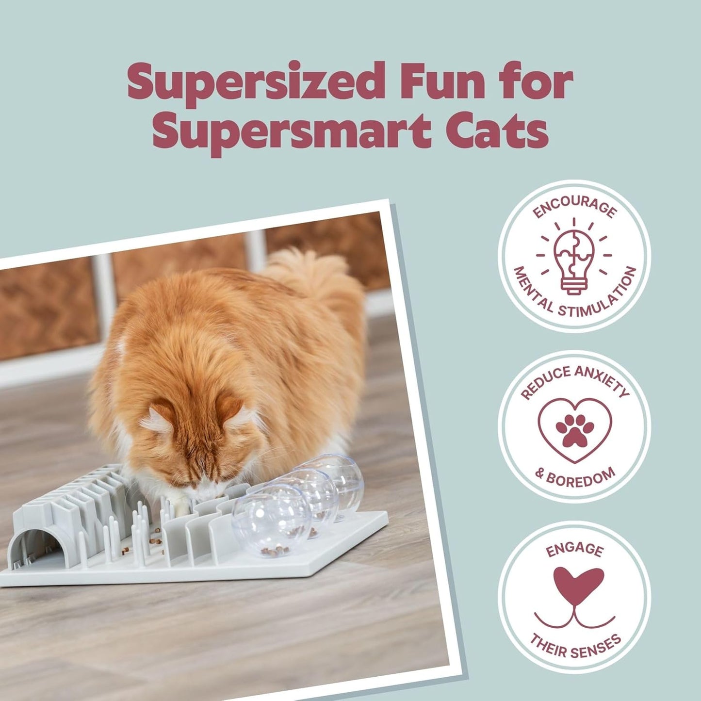 Trixie Cat Activity Fun Board XXL Strategy Game – 5-Level Treat Puzzle for Mental Stimulation – Slow Feeder Enrichment Toy for Indoor Cats with Big Paws – Gray, 15.7 x 11.8 x 4 in