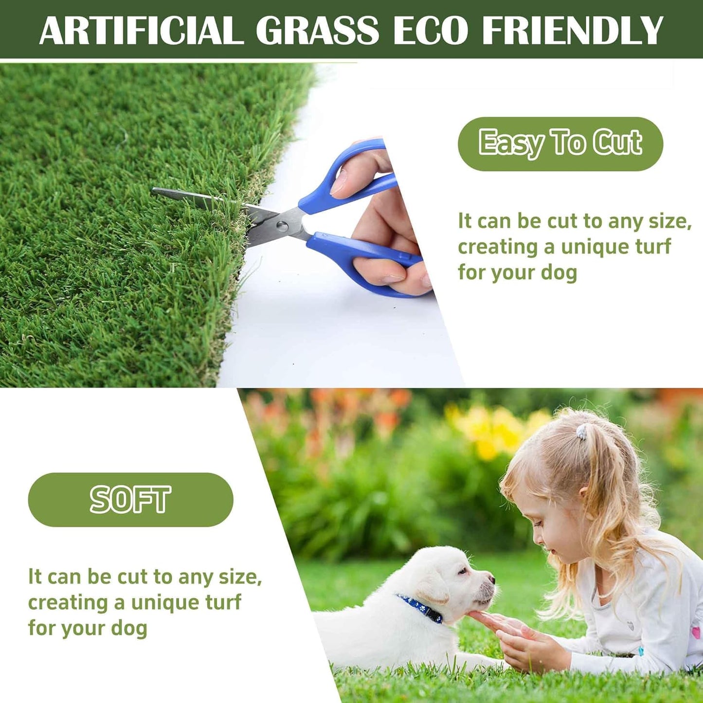 1.38" Artificial Grass Turf 4 x 6 FT, Dog Grass Pads Indoor Outdoor Garden Lawn Landscape Patio Turf Mat Thick Fake Faux Grass Rug Dog Pets Mat for Puppy Potty Training