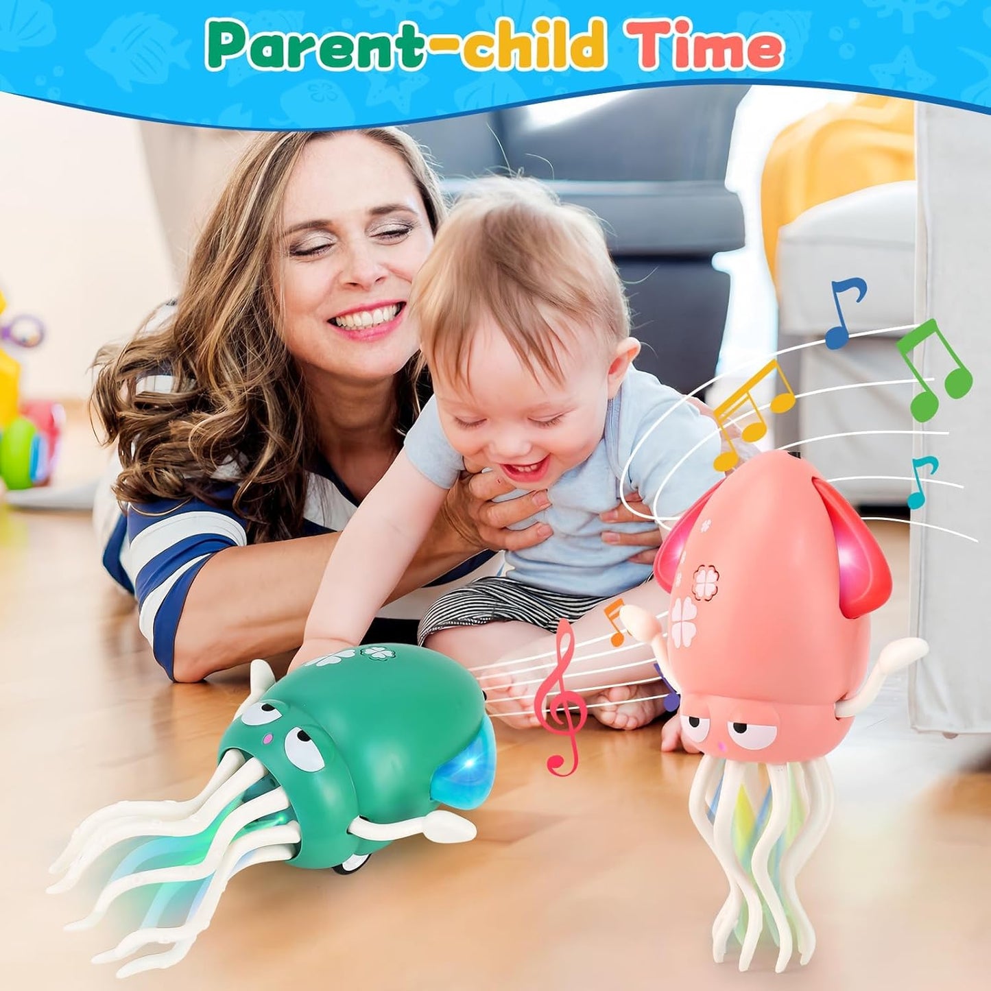 Electric Dancing Octopus Light Music Suitable for 12-18 Months Old Baby Toys, Kid Crawling Squid Toys Suitable for Toddler Tummy Time, Birthday for 1 2 3 4 5 6 Year Old Boy (Green)