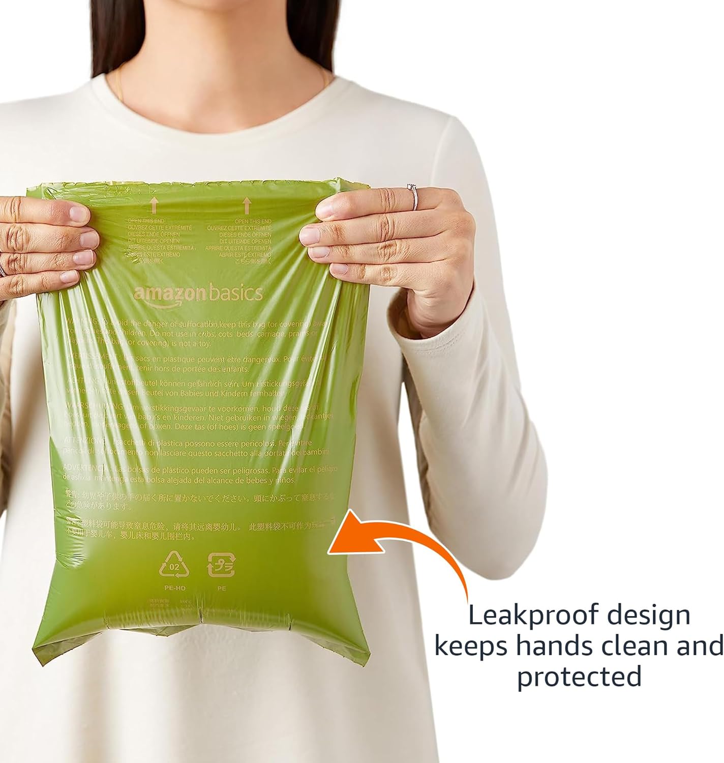Amazon Basics Premium Leak Proof Dog Poop Bags with Dispenser and Leash Clip, Unscented, 13" x 9", 540 Count (36 Rolls of 15)
