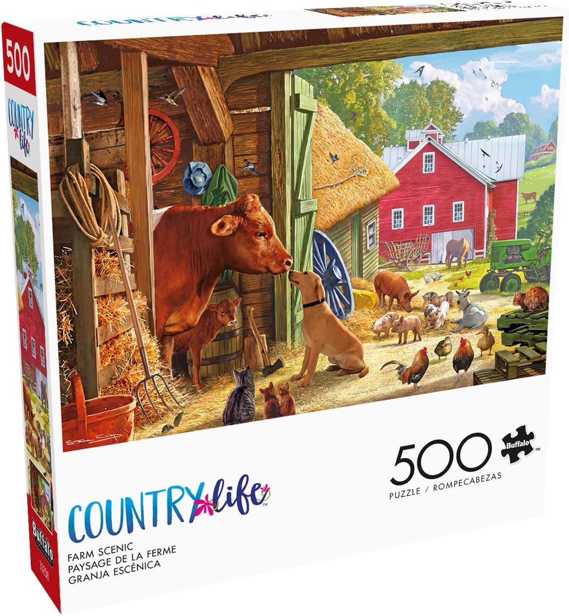 Buffalo Games - Country Life - Farm Scenic - 500 Piece Jigsaw Puzzle for Adults - Challenging Puzzle Perfect for Game Nights - Finished Size is 21.25 x 15.00