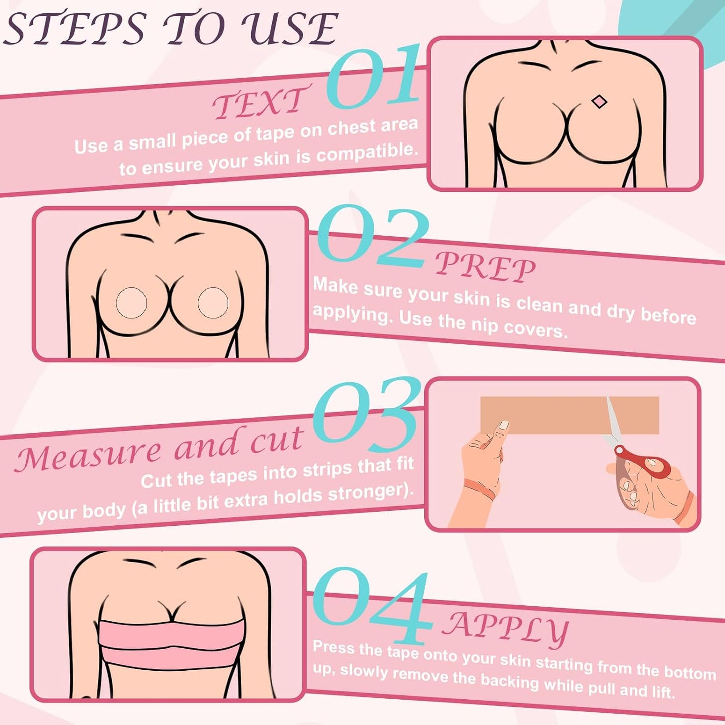 Boob Tape Breast Lift Tape for Large Breasts with 2 Pcs Nipple Covers Invisible Boobtape for A-G Cup(Beige,3 in)