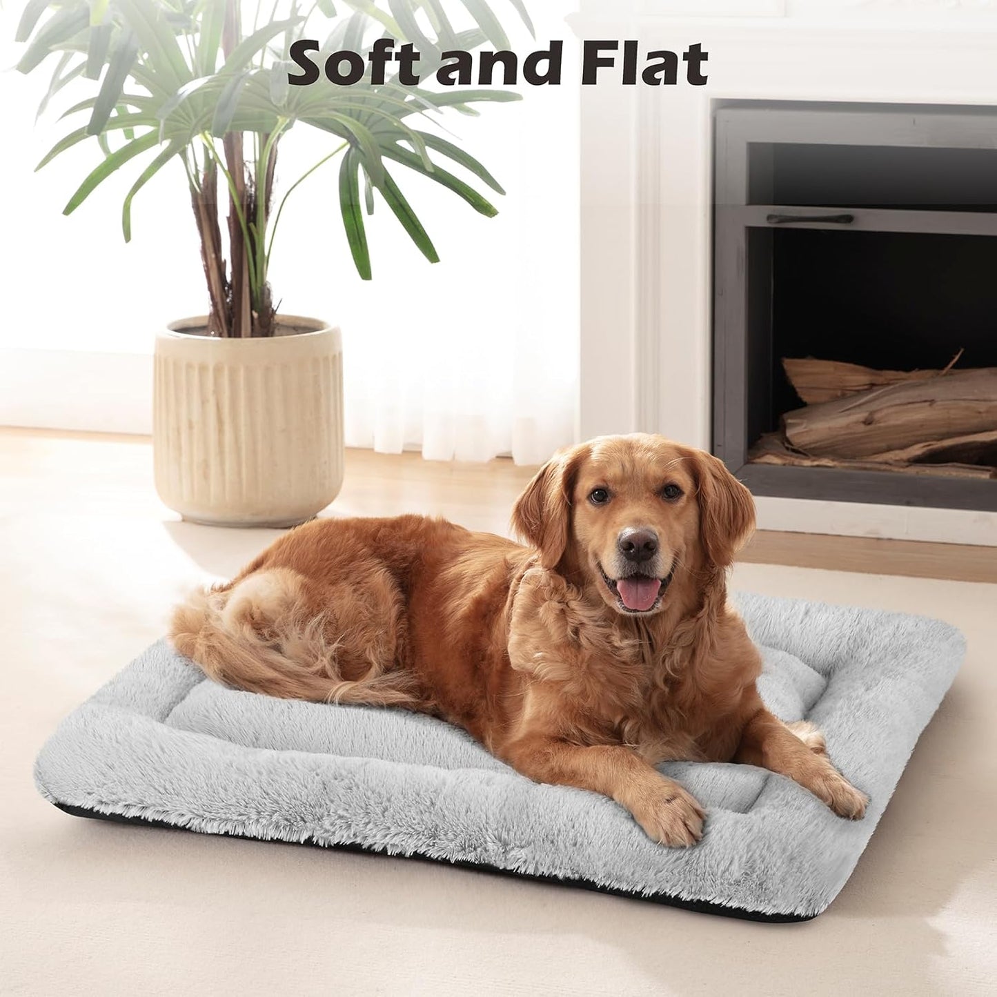 SIWA MARY Dog Bed Mat Soft Crate Pad Washable Non-Slip Mattress for Large Medium Small Dogs and Cats Kennel Pad (23'' x 18'', Grey)