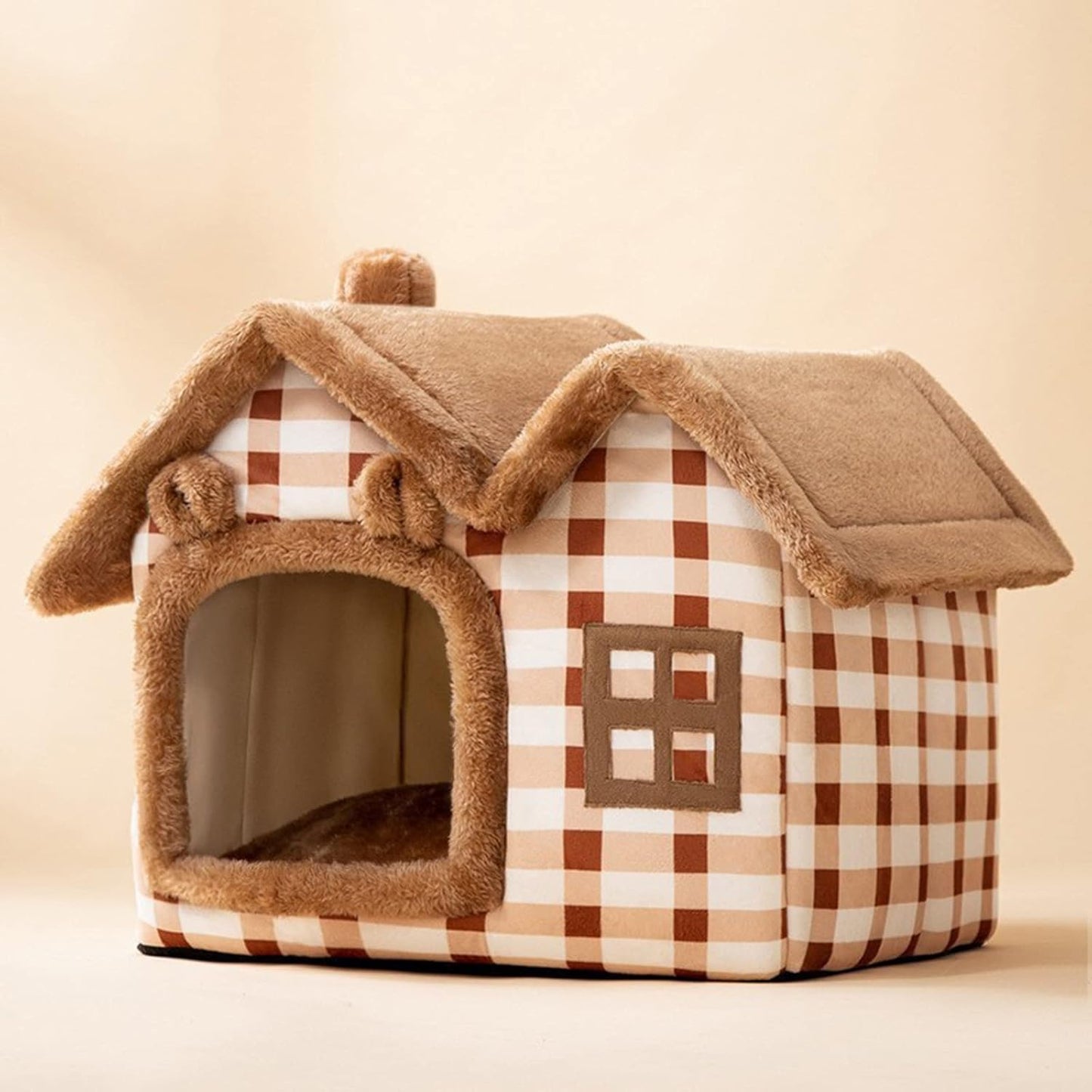 gors Soft Cat Bed Deep Sleep House Dog Cat Winter House Removable Cushion,Foldable Kennel Cat Bed Puppy Pet Supplies (S,08)