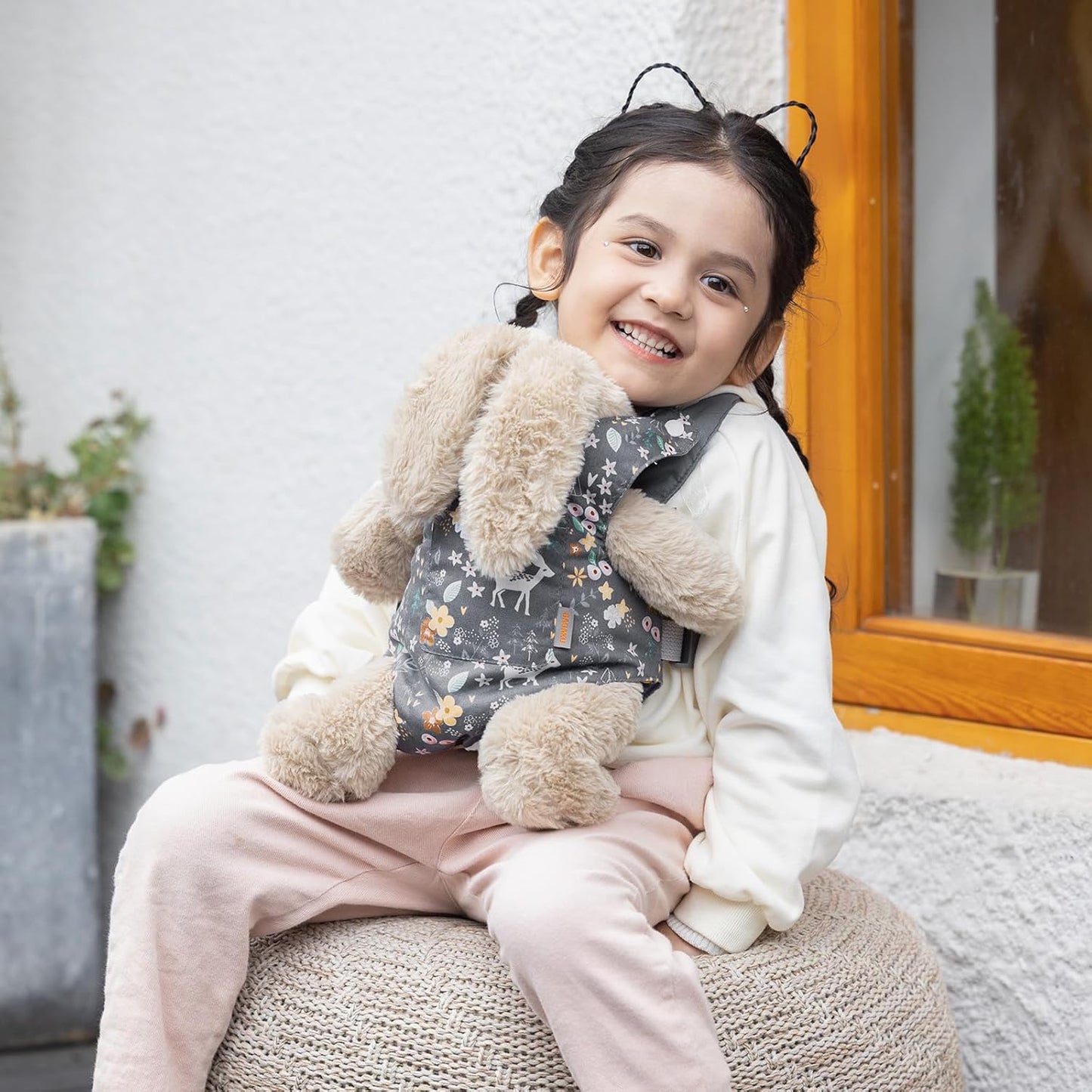 GAGAKU Toy Baby Carrier for Dolls Doll Accessory Stuffed Animal Carrier for Kids with Adjustable Straps - Gray - Deer