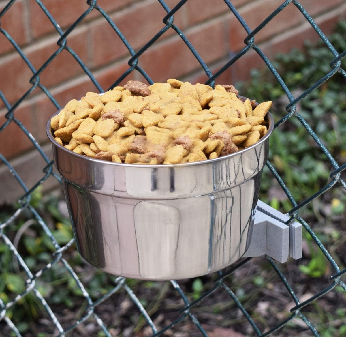 Lixit® Stainless Steel Kennel Food or Water Bowl - Non Spill Hanging Removable Crate Bowls - Carrier Cage Dish for Dogs or Cats for Feeding and Drinking (Stainless Steel, 10 Ounce)