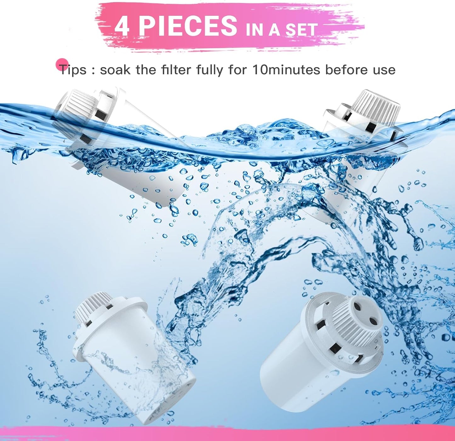 (4 Pack) Replacement Filters For Large Dog Fountain, Stainless Steel Filter Cartridge For Dog Water Bowl Dispenser, Clean And Fresh Water
