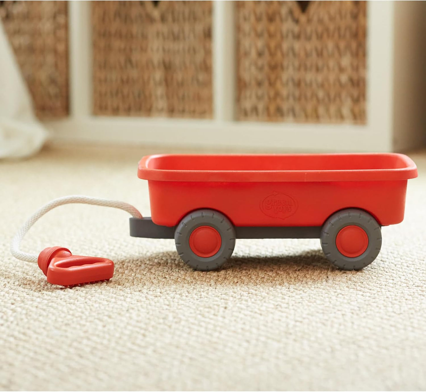 Green Toys Wagon, Orange CB - Pretend Play, Motor Skills, Kids Outdoor Toy Vehicle. No BPA, phthalates, PVC. Dishwasher Safe, Recycled Plastic.