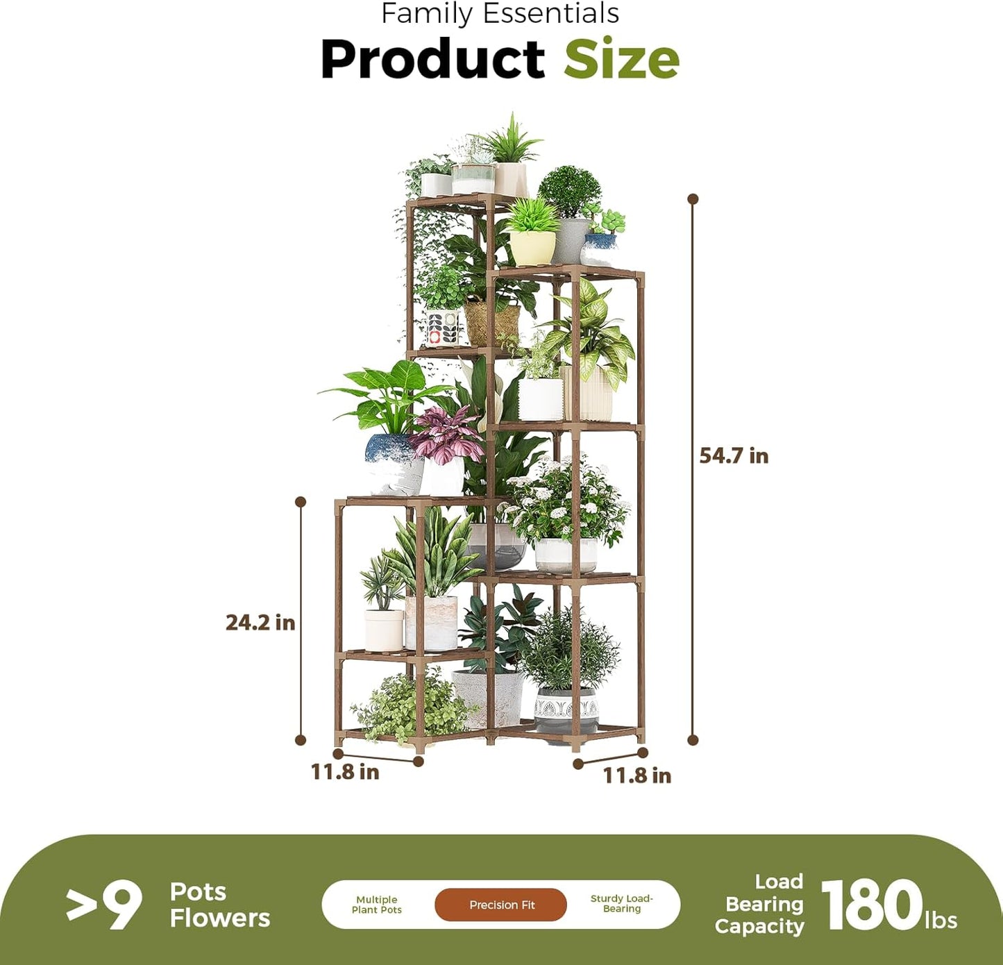 Bamworld Plant Stand Indoor Outdoor Corner Plant Shelf 54.7" Tall Plant Table Wood Large Plant Holder for Multiple Plants Patio Balcony Garden Office Home Decor
