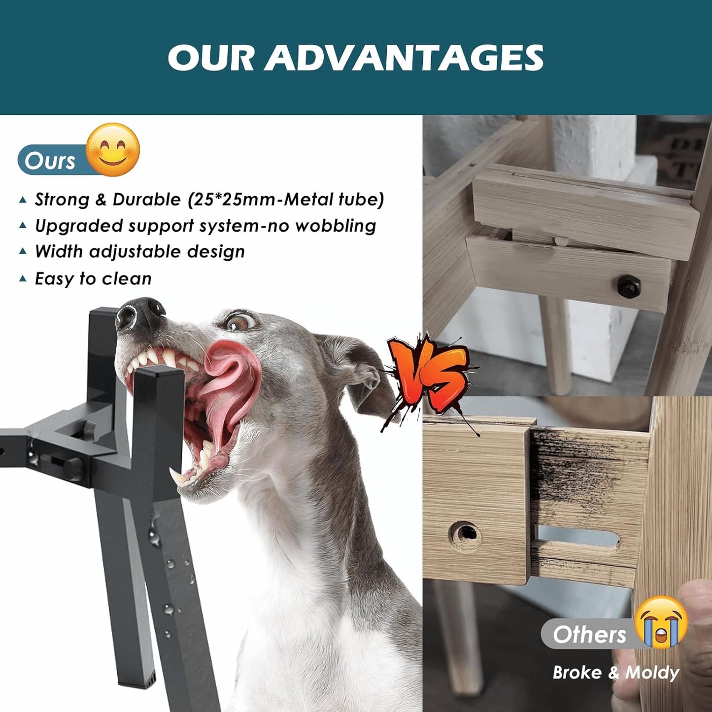 Elevated Dog Bowl Stand for Large Dogs, Adjustable Raised Dog Bowls 7-10.6", Dog Food Water Bowl Stand,13.7'' Tall,Bowl Not Included