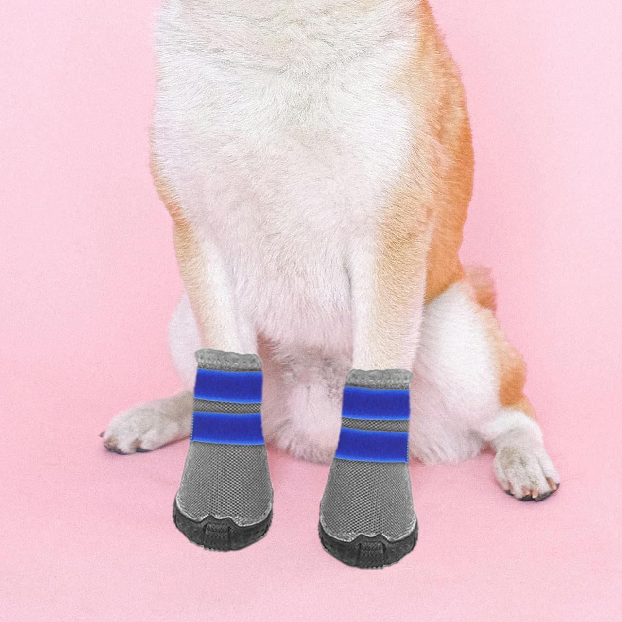 20pcs Non Slip Pet Bootie Fastener Straps Rainy Weather Paw Protector Bands for Dogs Cats Durable Blue Sock Straps for Secure Fit and Outdoor Adventures