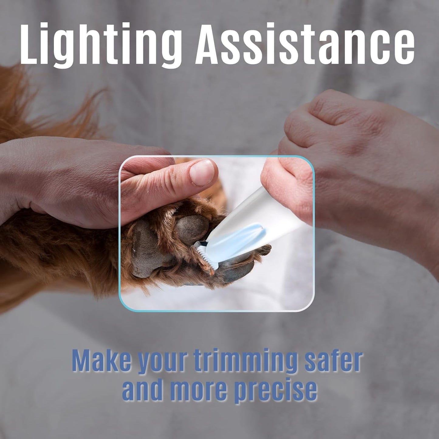 Dog & Cat Paw Trimmer with Pet Paw Balm, Low Noise Dog Face Trimmer with Led Light, 18mm-Blade Pet Hair Trimmer for Grooming Face, Rump, Eyes & Ears, Easy to Clean & Use