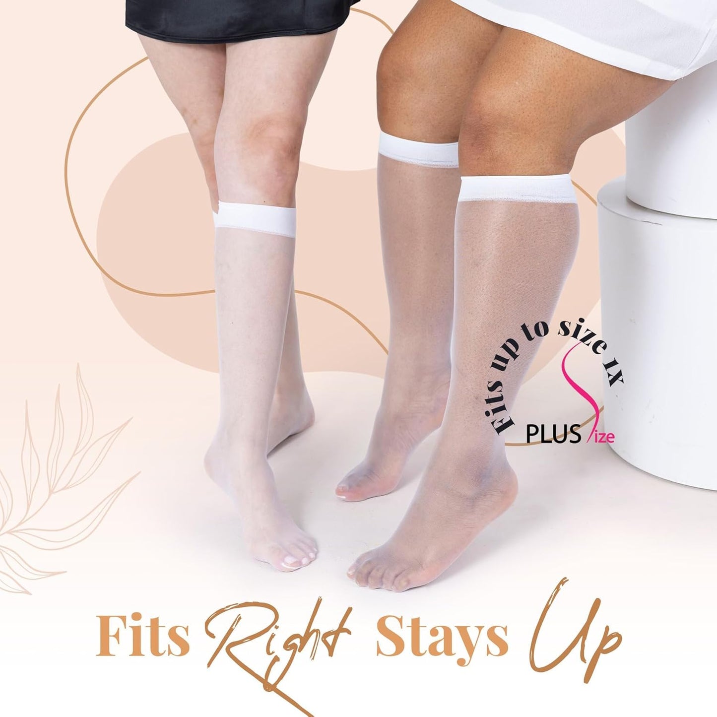 Silky Toes Sheer Knee High Stockings for Women, 6 Pairs Nylon Trouser Socks ﻿With Comfort Top