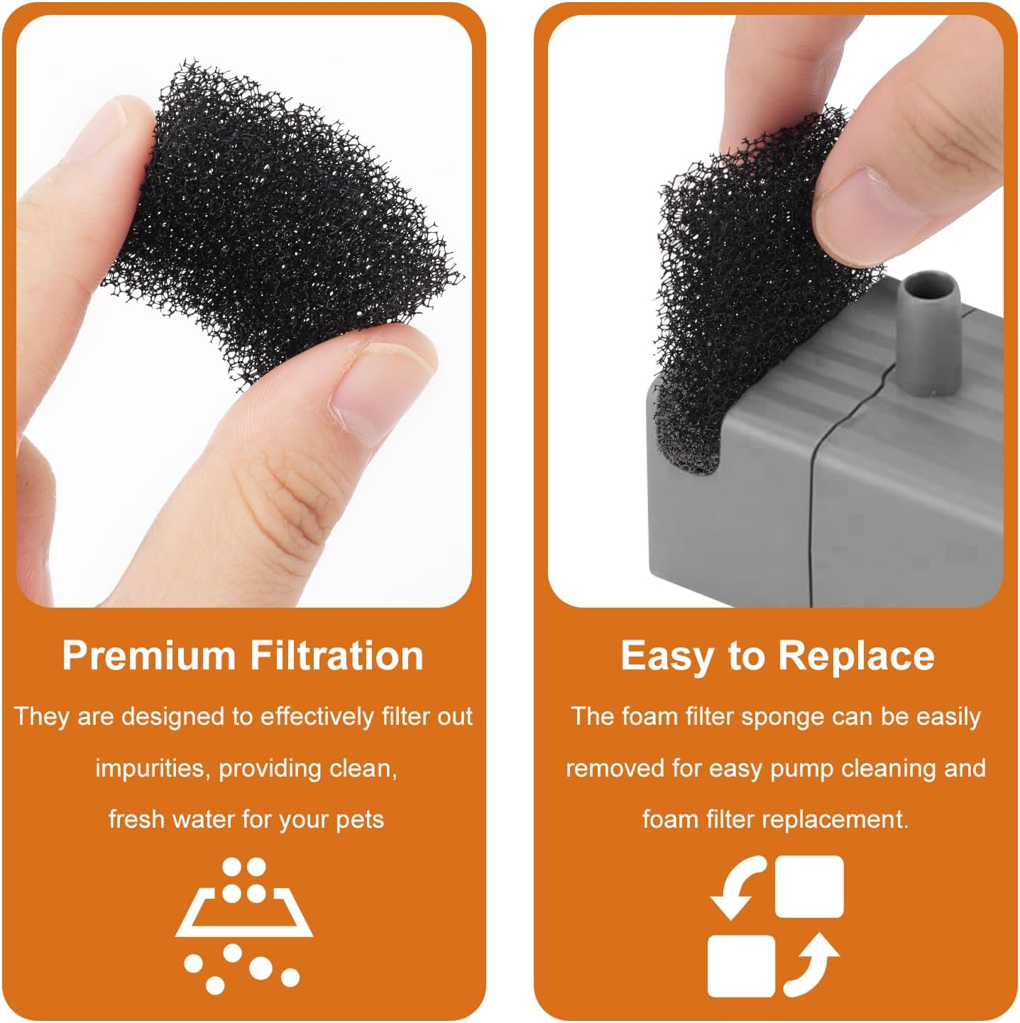 30pcs Replaced Foam Filters Compatible with Petkit Eversweet 3 Pro, Black Pet Fountain Replacement Filters Cat Sponge Water Filter for Clean Water