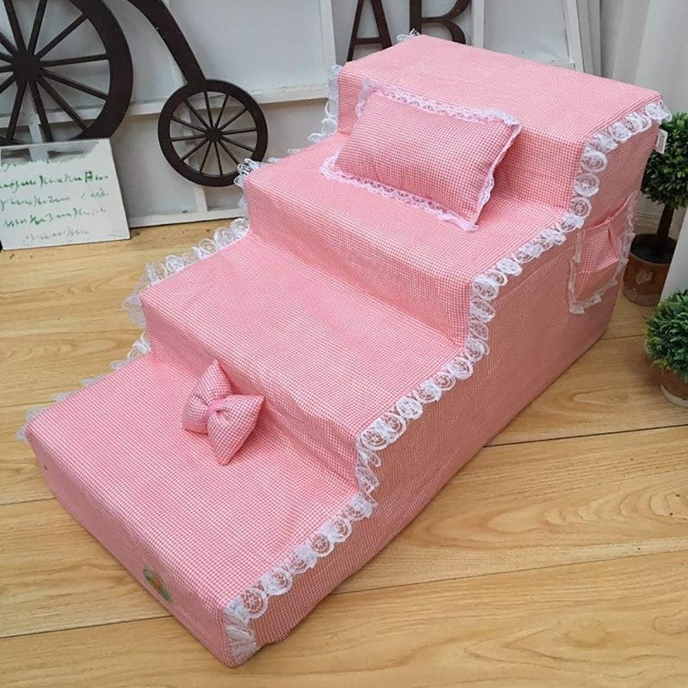 Pointed 4-Tier Pet Stairs for Medium Large Dogs for High Beds and Tall Sofas, Removable Non-Slip Base, Stair Treads