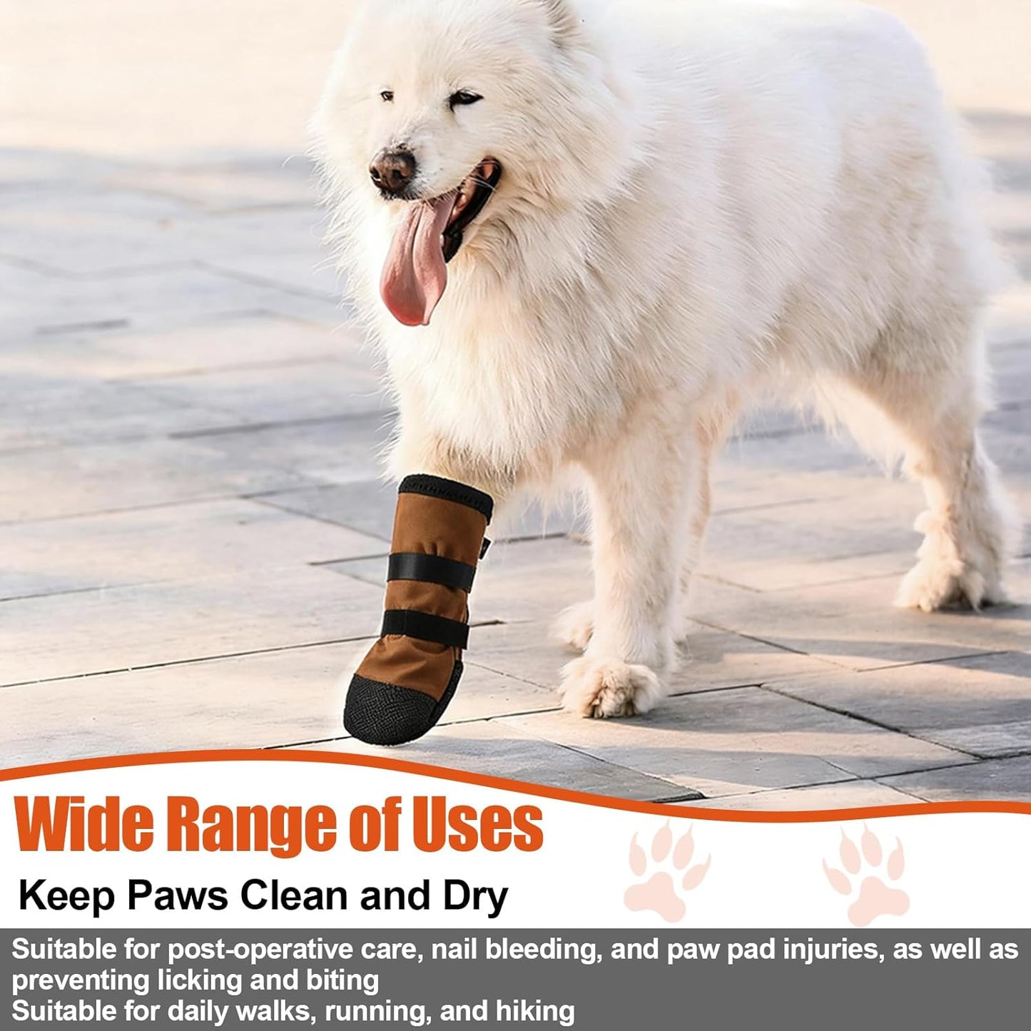 2 Pcs Dog Paw Wound Recovery Boots Non-Slip Dog Protector Boots for Injured Paw Breathable Soft Pet Shoes for Wound Care Outdoor Walking(L,Khaki)