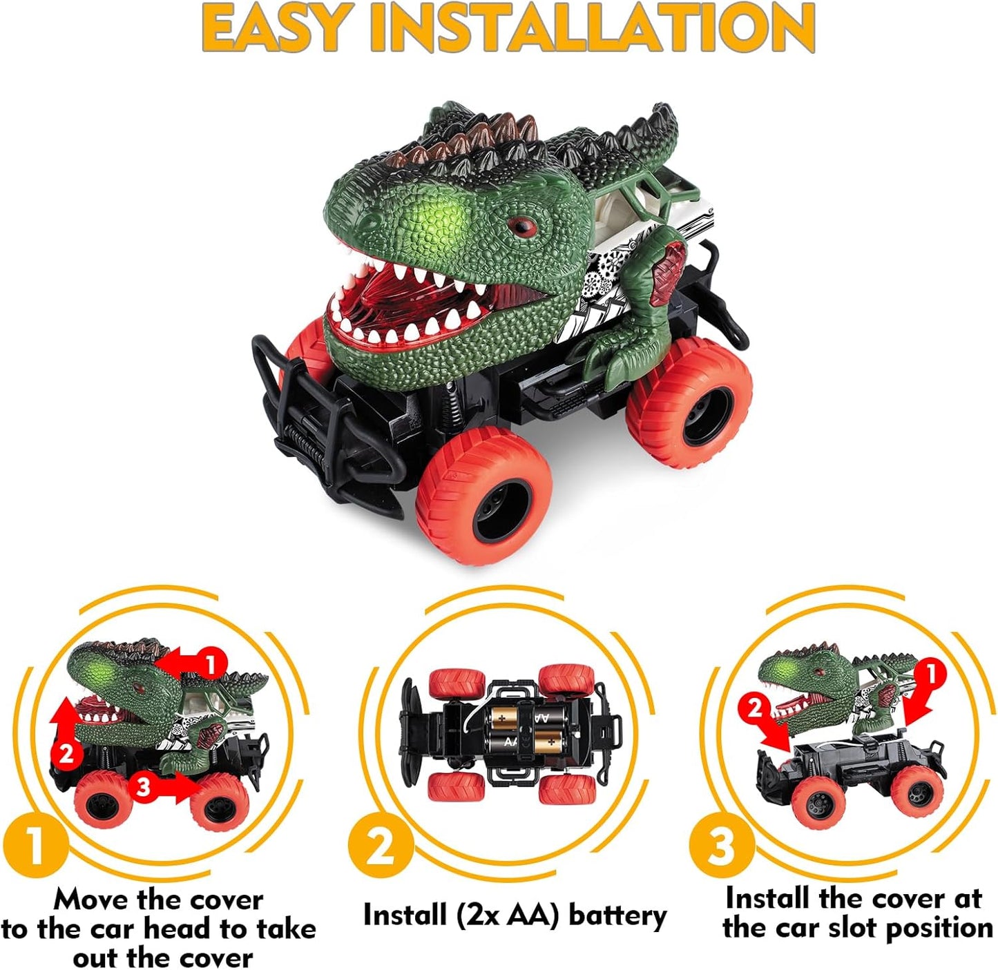 Dinosaur Toys Remote Control Car for Kids 3-7, Dino RC Car for Toddler Kids Toys Age 3 4 5 6 7 Boys and Girls Christmas Birthday Gift