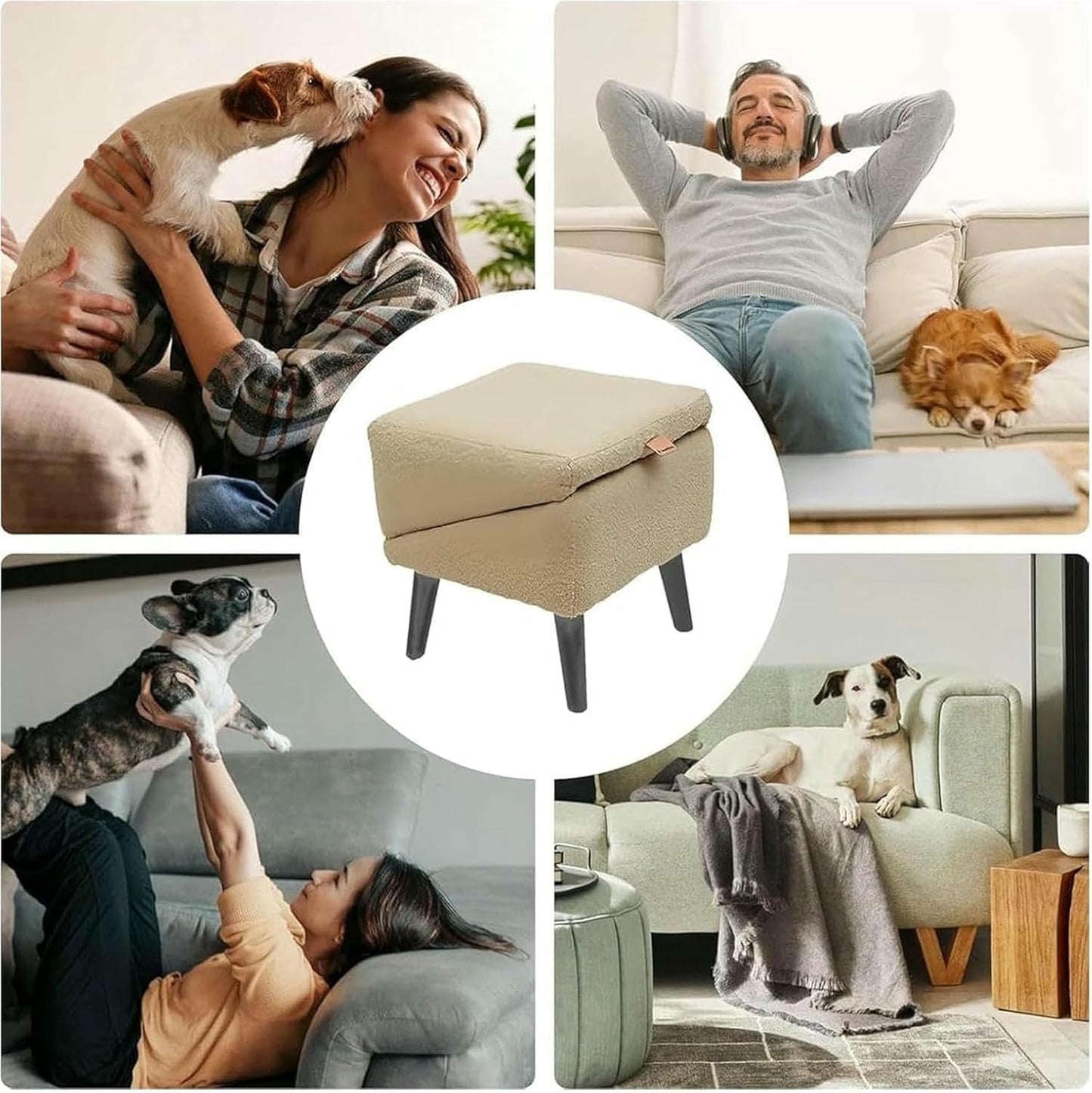 Split Ottoman Dog Ramp,Folding Dog Stairs,2 in 1 Sofa Dogs Ramp,All-in-One Lightweight Bed Dog Ramp for Large and Small Dogs,Suitable for Bed and Sofa