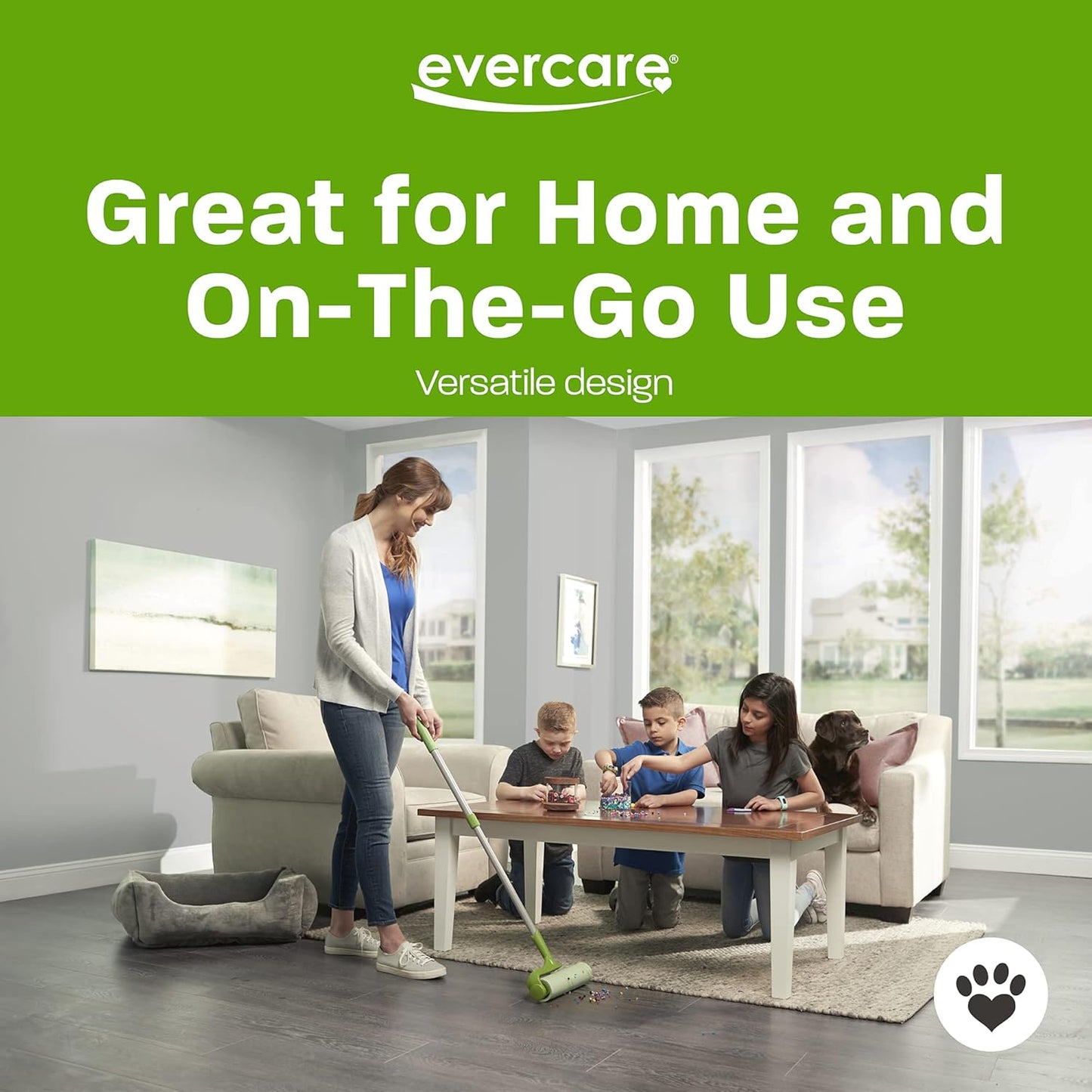 Evercare 10” Mega All-Purpose Pet Hair Lint Roller Refill, 50 Sheets – Sticky Roller for Pet Hair, Cat & Dog Hair Remover, Lint Remover, Pet Hair Remover for Furniture, Clothing & Cars