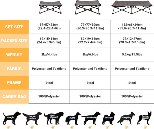 KingCamp Elevated Dog Bed for XL Dogs, Outdoor Raised Cooling Pet Cot Bed with Washable Breathable Mesh & No-Slip Feet Perfect for Camping, Backyard, Indoor Use (XL, Black)