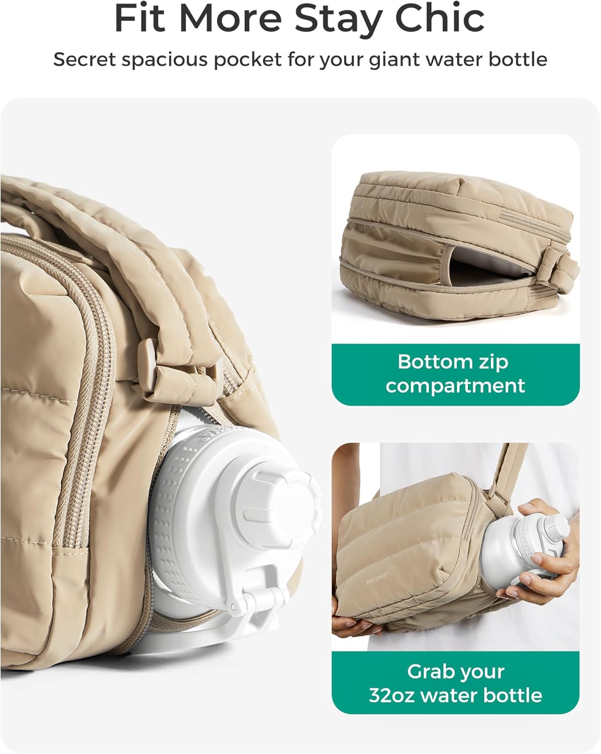 BAGSMART Lightweight Crossbody Bags for Women, Quilted Puffer Shoulder HandBags with Adjustable Strap for Travel