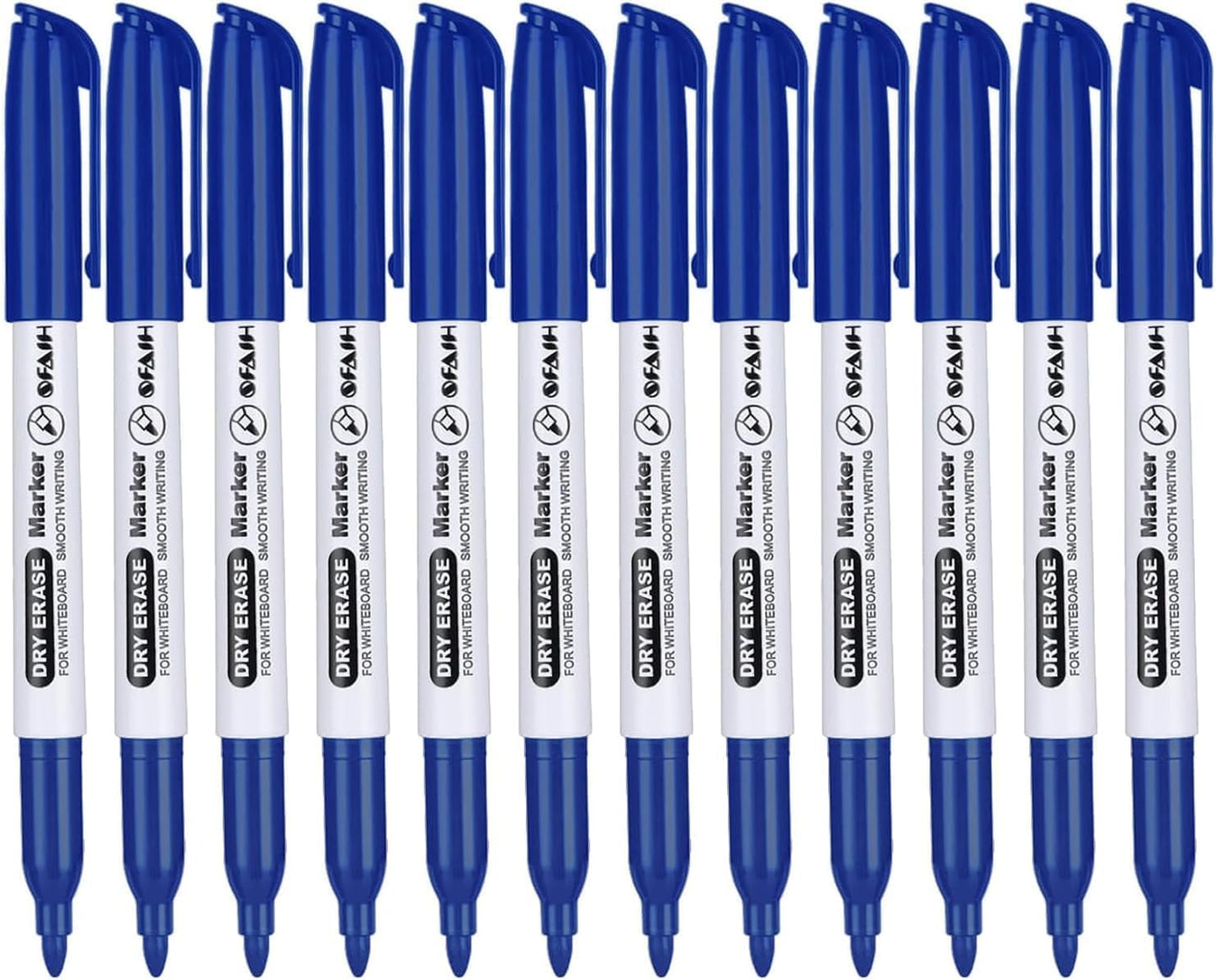SFAIH Blue Dry Erase Markers Fine Tip - 12 Pack Whiteboard Markers Standard Set For Brainstorming & Visual Planning, Teams, Teacher & Creative Sessions | Low-Odor Non-Toxic Easy Clean