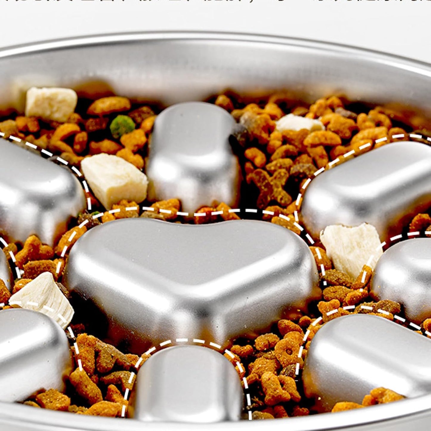 Dog Bowl Slow Feeder, Anti-Choking Maze Pet Dish, Stainless Steel Puzzle Bowl for Dogs with Non-Slip Base, for Medium Breed, Fast Eater, Feeding, Eating, Treat, Water