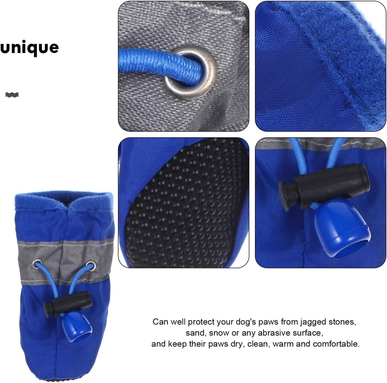 4pcs Dog Boots All Seasons Pet Booties Dogs Pet Dog paw Protector for Dogs Size XS (Blue)