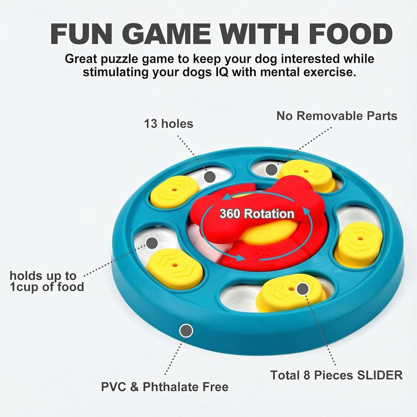 Paw-FECT Piece Interactive Dog Treat Puzzle Toy, Dog Food Slow Feeder for Mental Stimulation, IQ Training, Prevents Overeating & Fast Eating, Helps Fight Obesity, Great for All Pet Sizes/Breeds