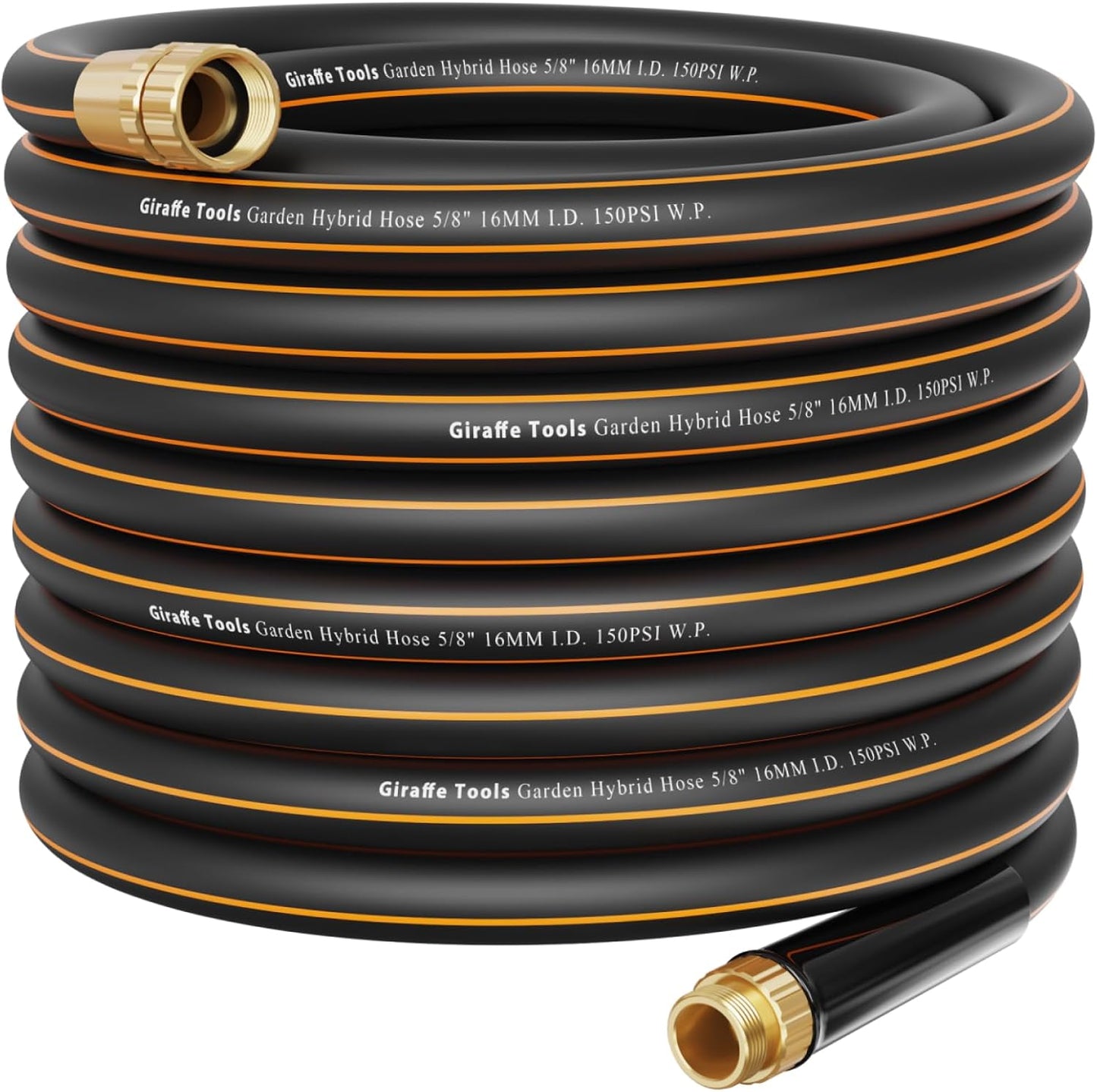 Giraffe Tools Garden Hose 75ft x 5/8", Water Hose Heavy Duty, Lightweight, Flexible Hybrid Hose with Swivel Handle, Male to Female Fittings