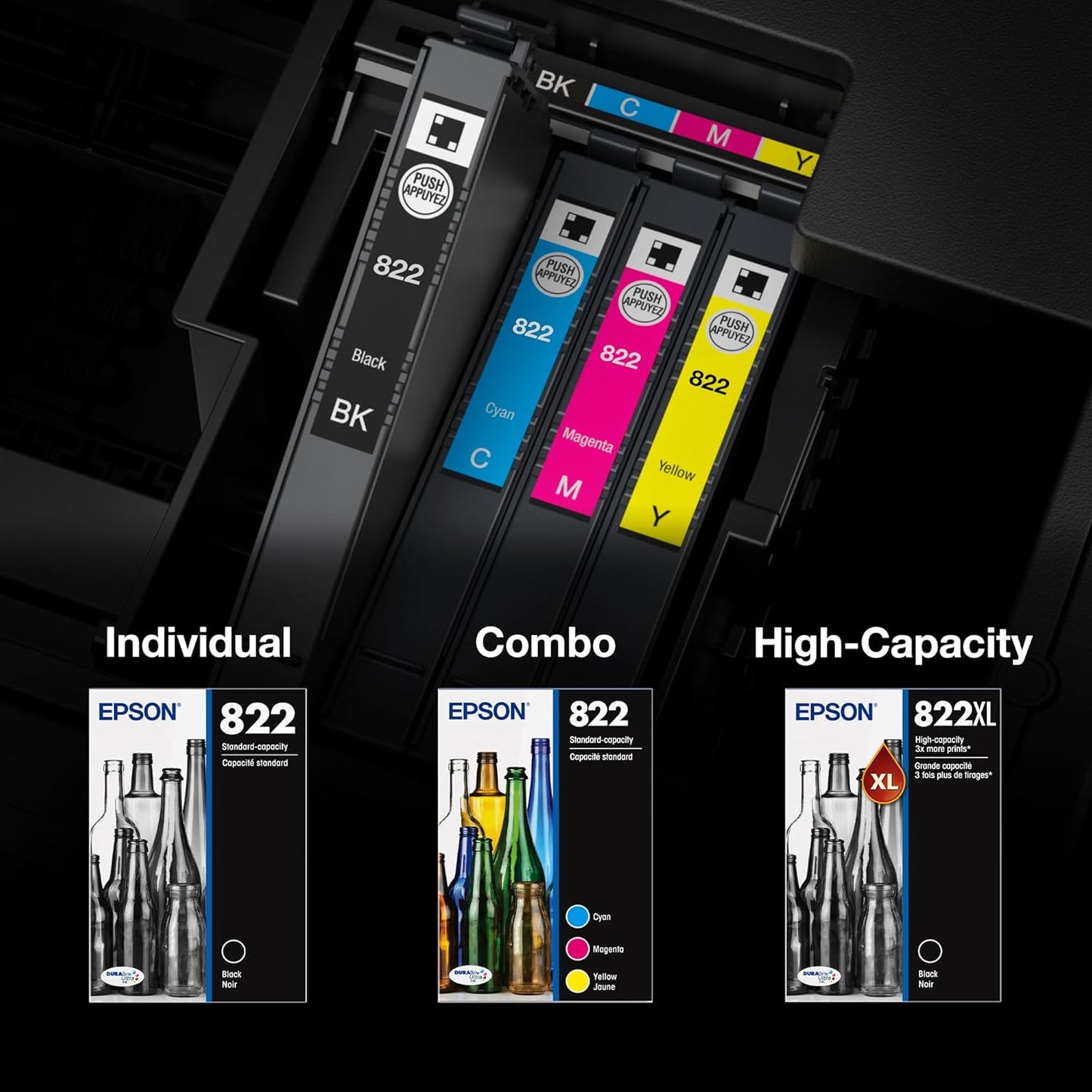 EPSON 822 DURABrite Ultra Ink Standard Capacity Black & Color Cartridge Combo Pack (T822120-BCS) Works with WorkForce Pro WF-3820,3823, 4820, 4830, 4833, 4834
