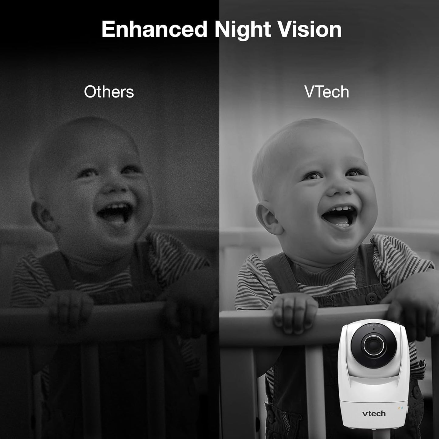VTech VM901 Smart WiFi Baby Monitor with 1080p FHD Camera and 5" HD IPS Display, Free App, Remote Pan Tilt Zoom, Night Vision, Motion Detection Alerts