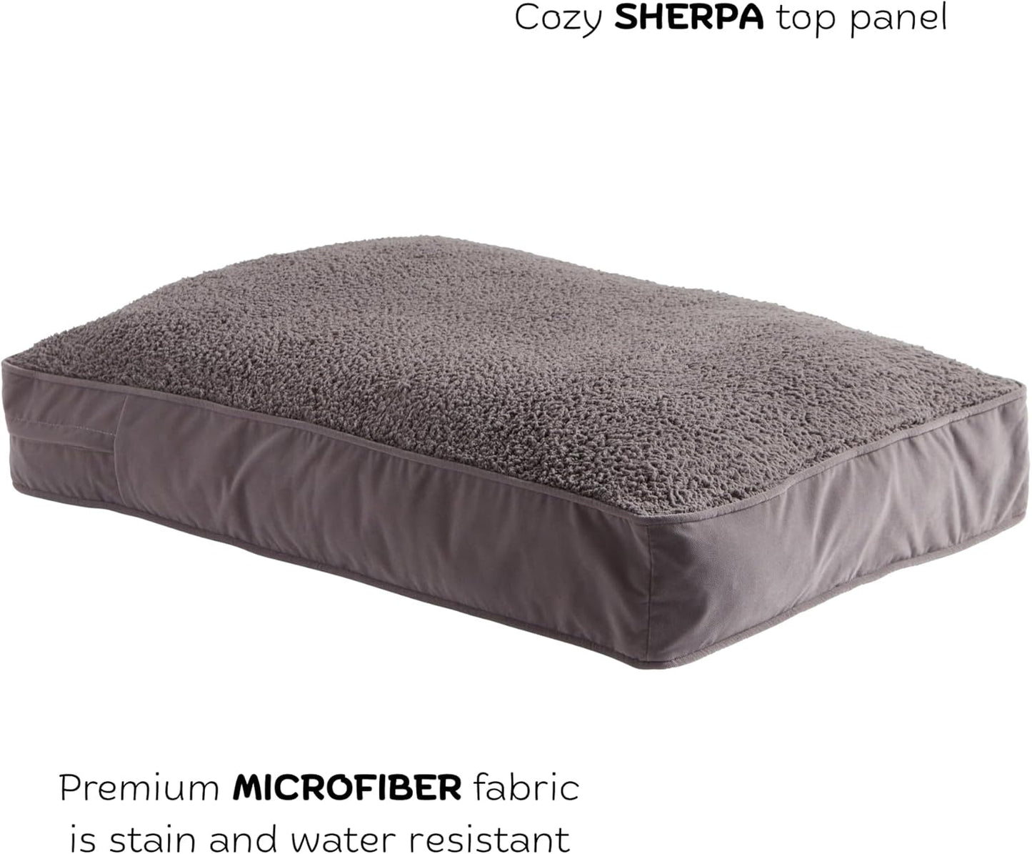 Buster Deluxe Reversible Pillow Style Sherpa Dog Bed, Gray, Medium (42 x 30 in.)